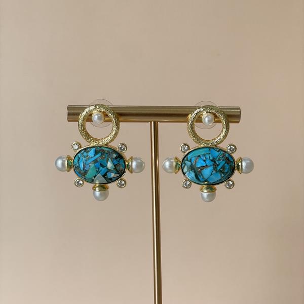 ARETES AURA TURQUESA CON CRISTAL CLEAR