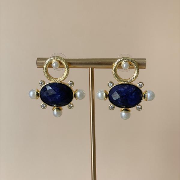 ARETES AURA AZUL MARINO CRISTAL CLEAR