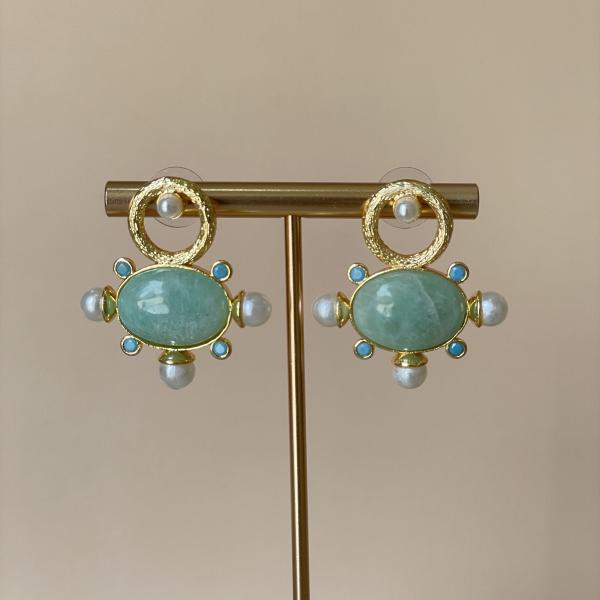 ARETES AURA MENTA CRISTAL TURQUESA