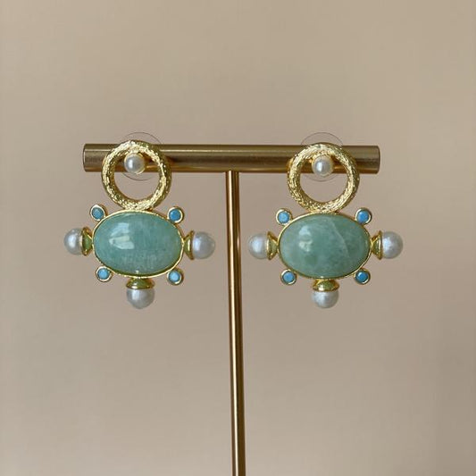 ARETES AURA MENTA CRISTAL TURQUESA