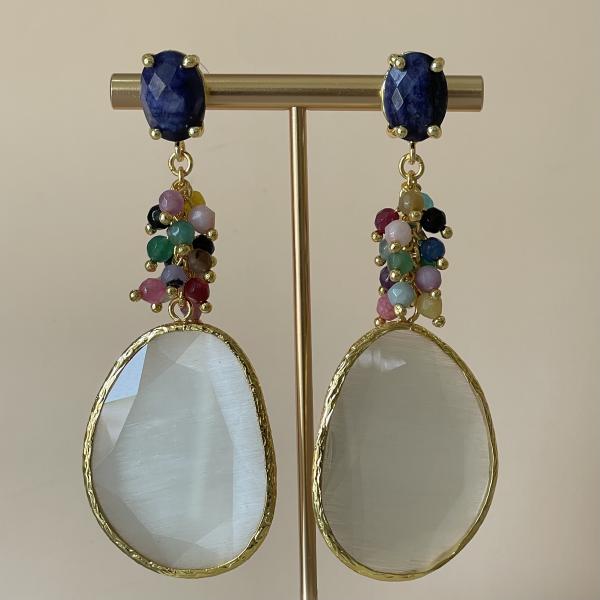 ARETES GIZA AZUL,COLORFUL Y BLANCO