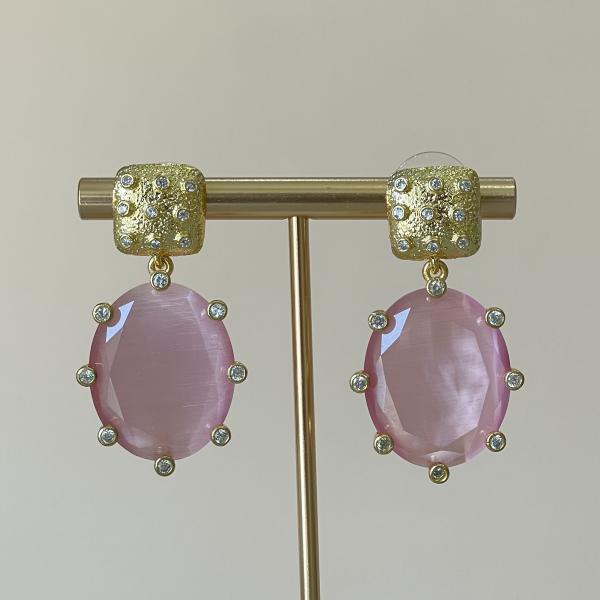 ARETES AMADEA GRANDE - DROP ROSA CRISTAL CLEAR
