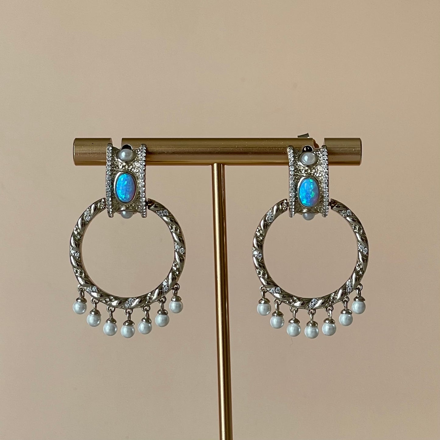 ARETES NANTES PERLA TURQUESA