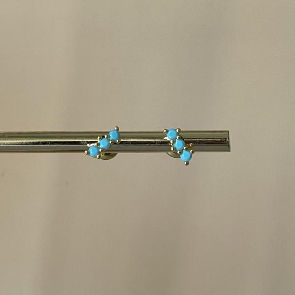 ARETES TRES PIEDRAS TURQUESA