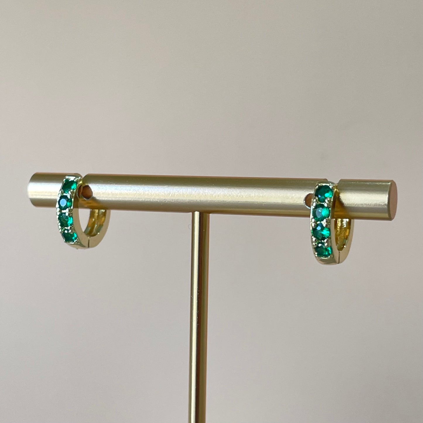 ARRACADAS CUATRO CRISTALES VERDE ESMERALDA