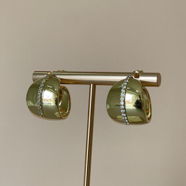 ARRACADAS CHUNKY LISAS CON LINEA CRISTAL