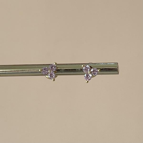 ARETES TRES CRISTALES ROSA