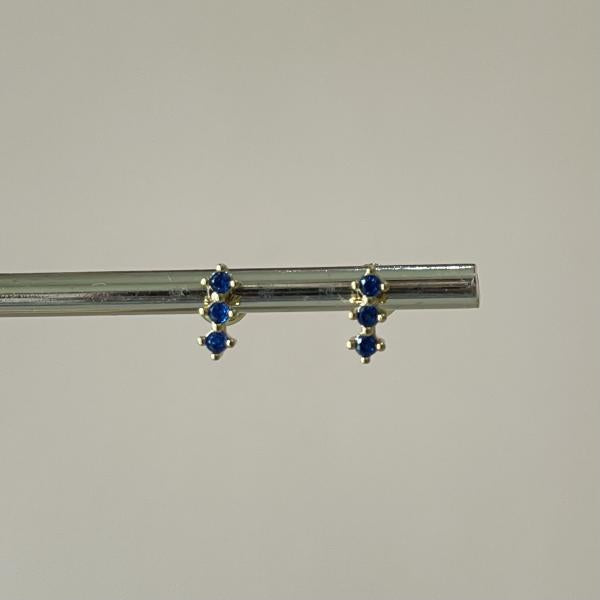 ARETES TRES CRISTALES AZUL MARINO