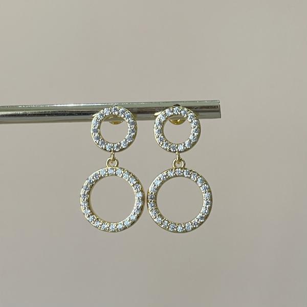 ARETES DOBLE ARO CON CRISTAL