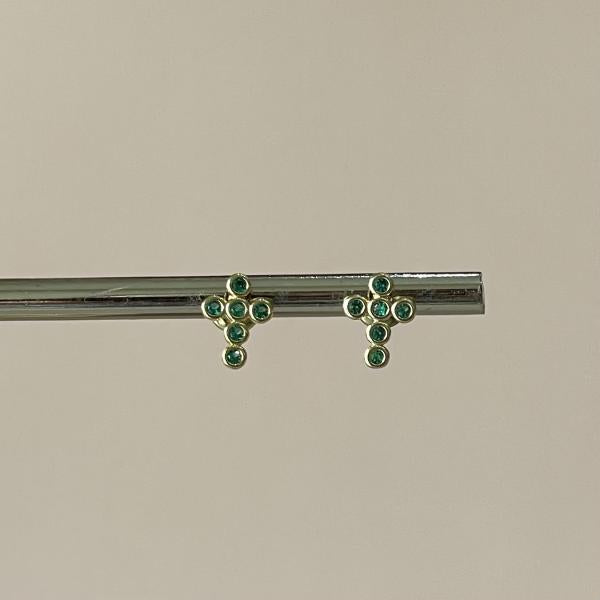 ARETES CRUZ CRISTAL VERDE