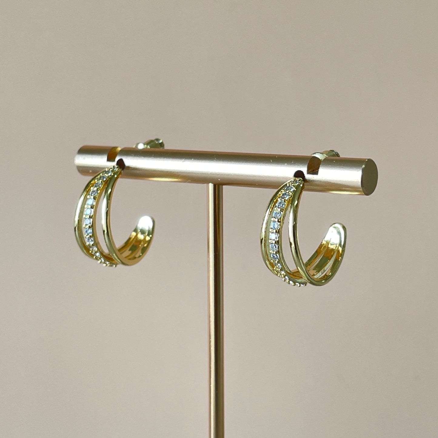 ARRACADAS TRIPLE CON ARO DE CRISTAL