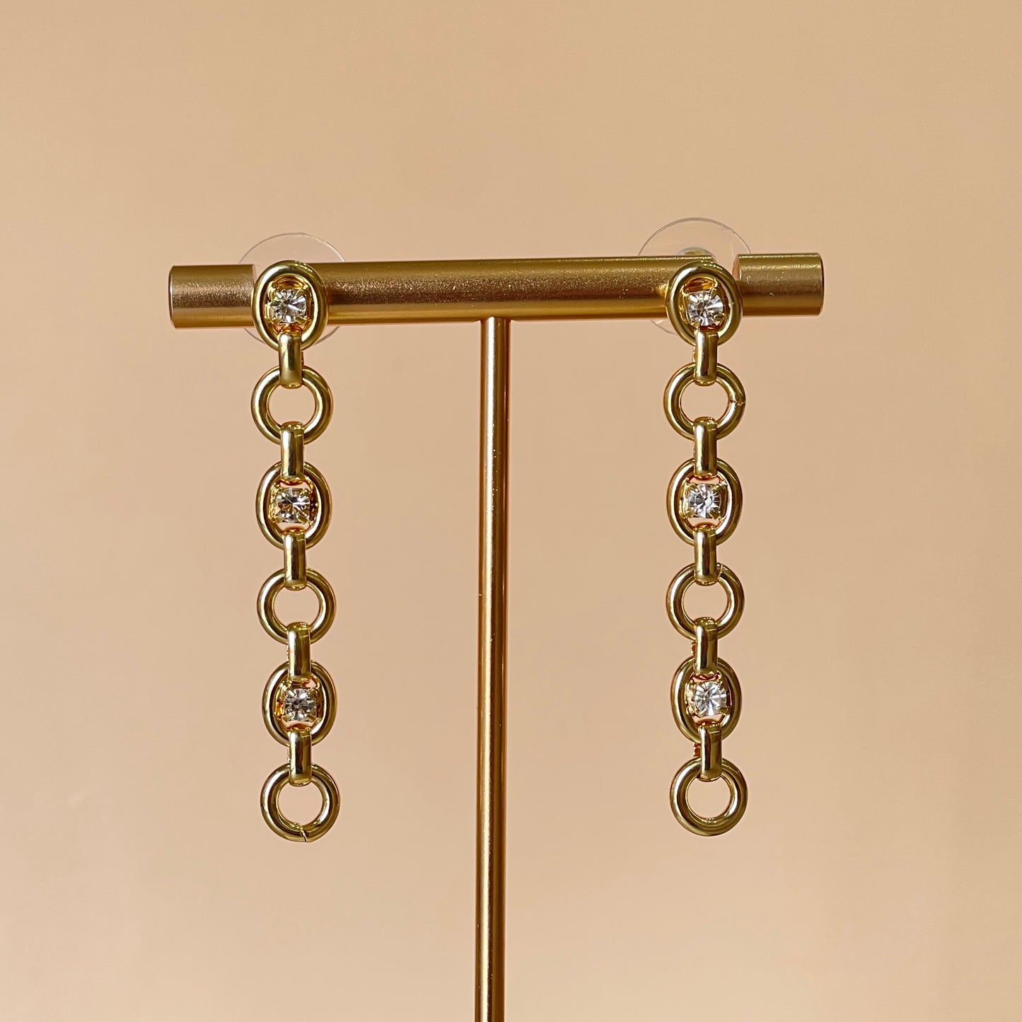 ARETES ESLABON LARGO CON CRISTAL