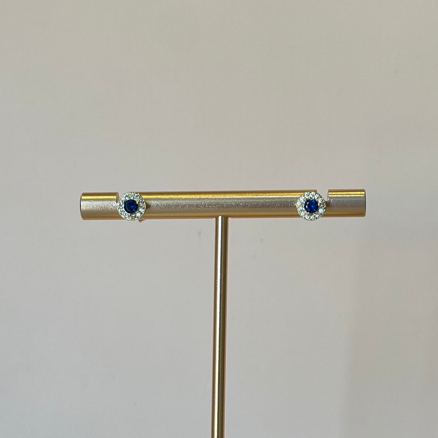 ARETES PUNTO CRISTAL AZUL MARINO