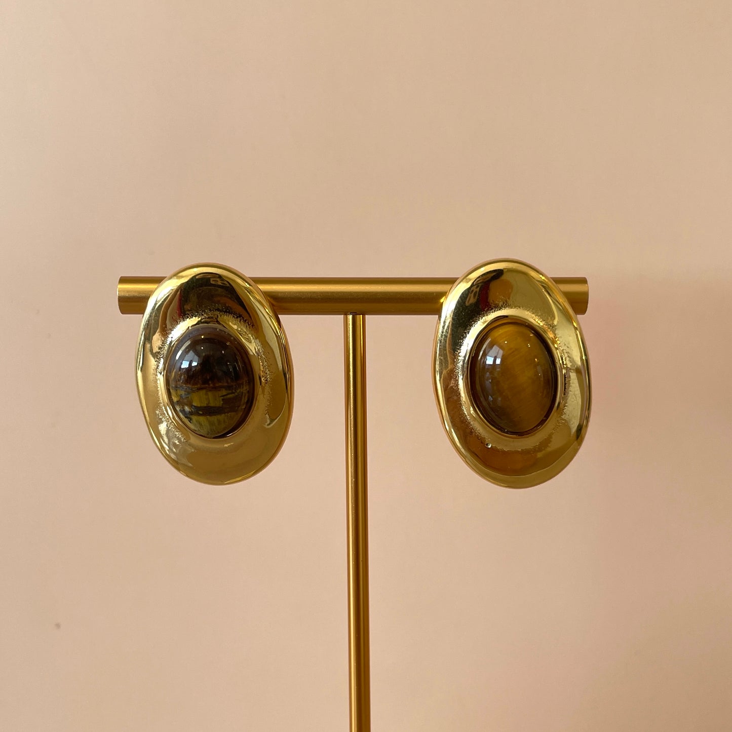 ARETES CECILIA OVALADO PIEDRA OJO DE TIGRE