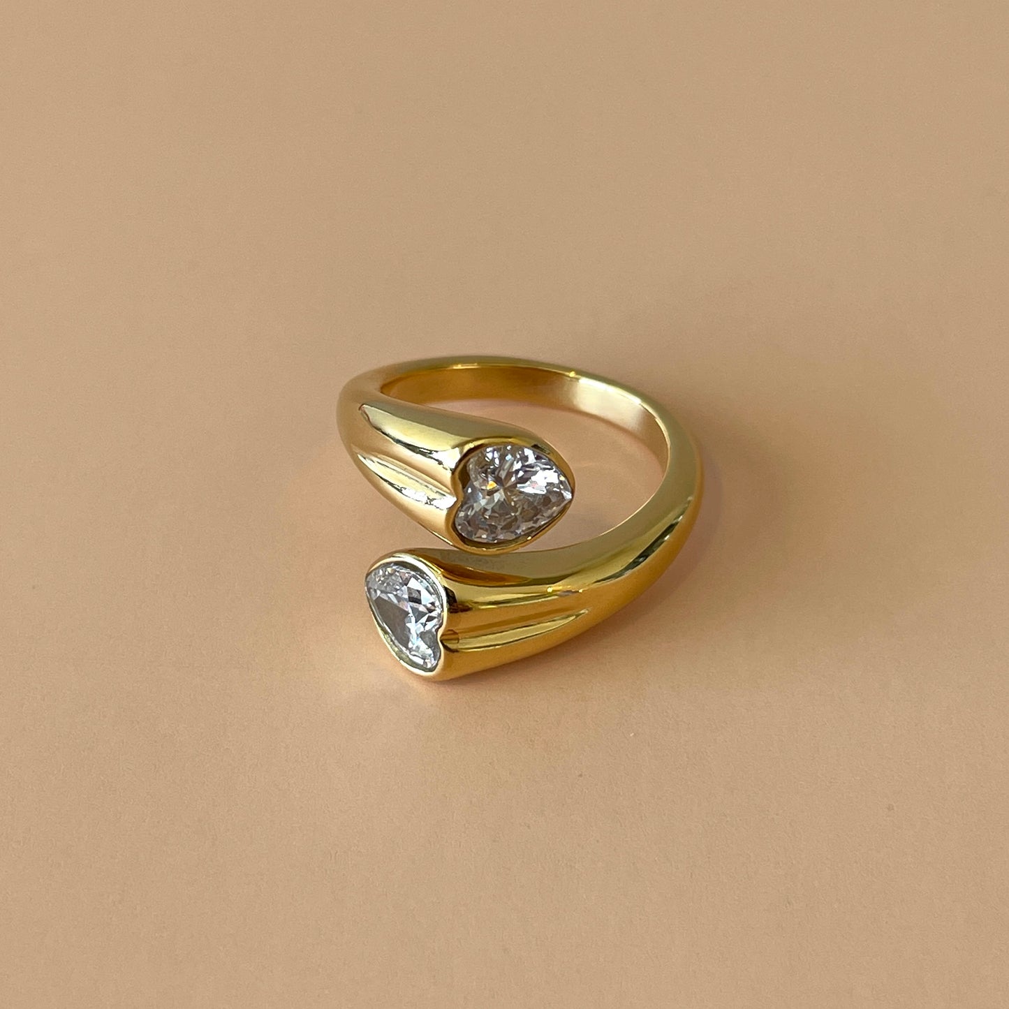 ANILLO OPEN RING GOLD -CORAZON CLEAR