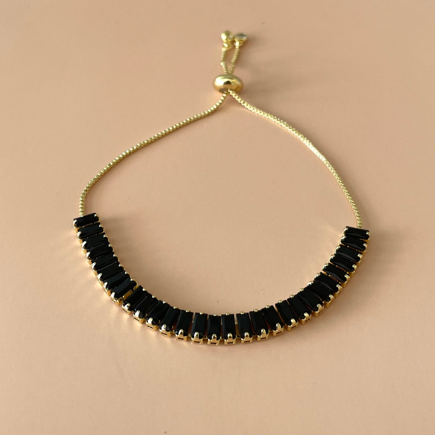 PULSERA BAGUETTE GRANDE AJUSTABLE NEGRA