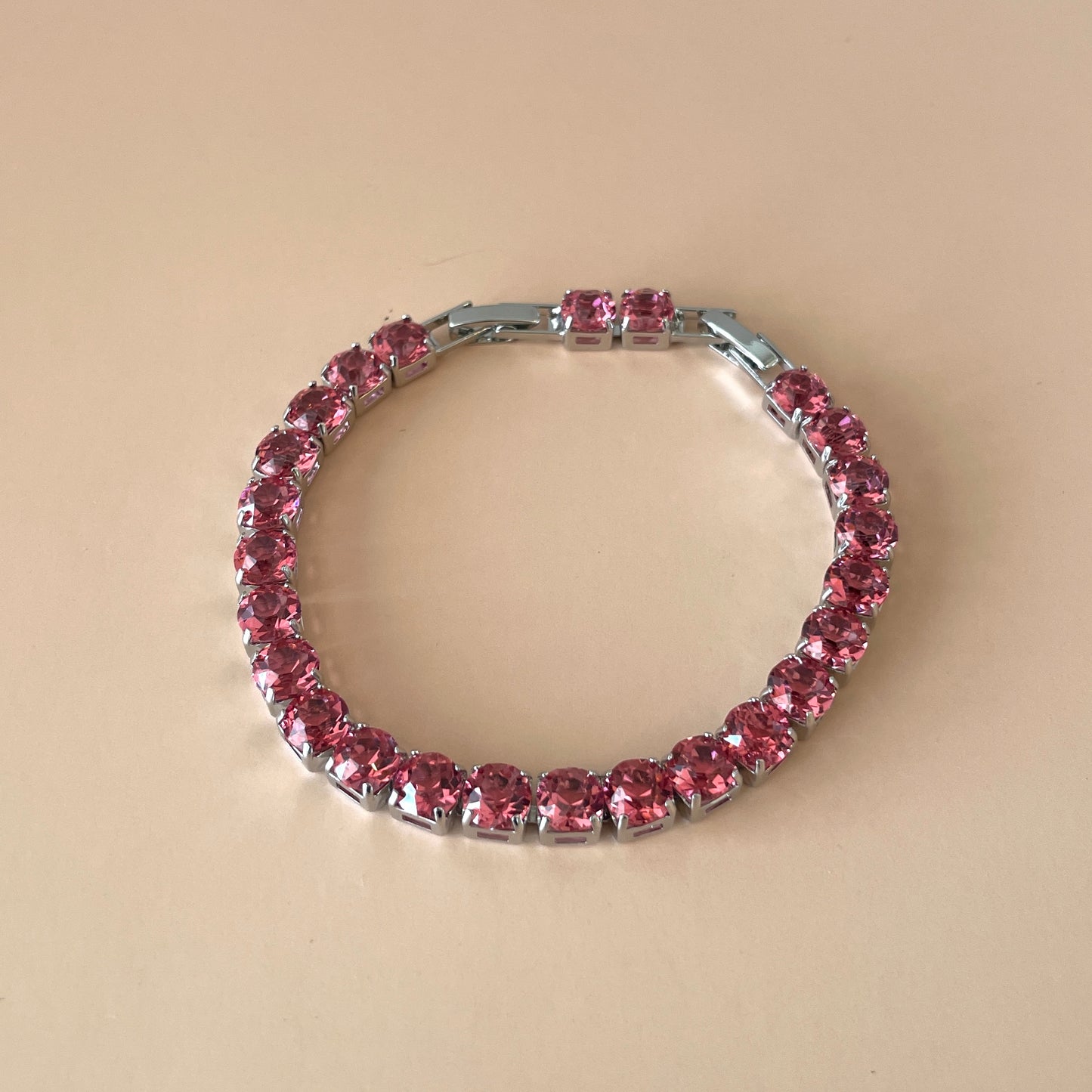 PULSERA TENNIS SILVER ROSA