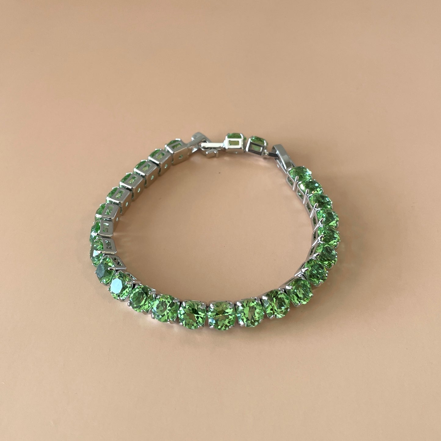 PULSERA TENNIS SILVER VERDE CLARO