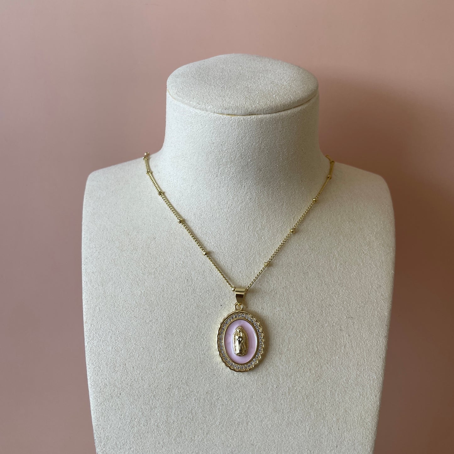 COLLAR VIRGEN GUADALUPE ROSA
