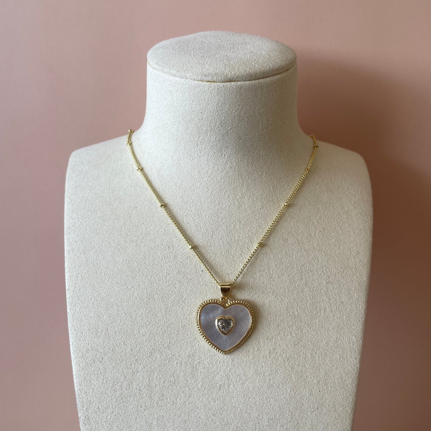 COLLAR CORAZON MOONSTONE -CLEAR