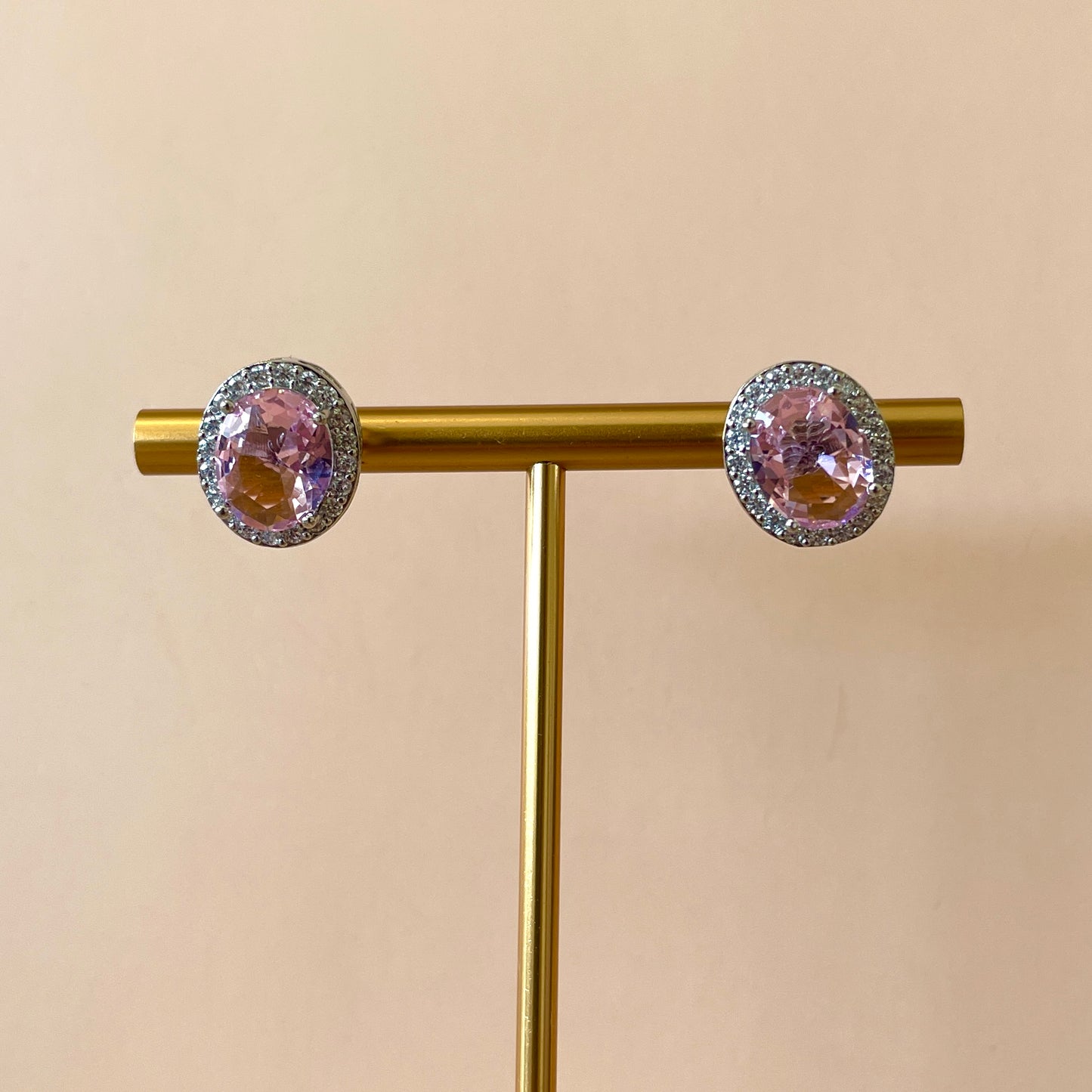 ARETE SILVER ZIRCONIA OVAL ROSA