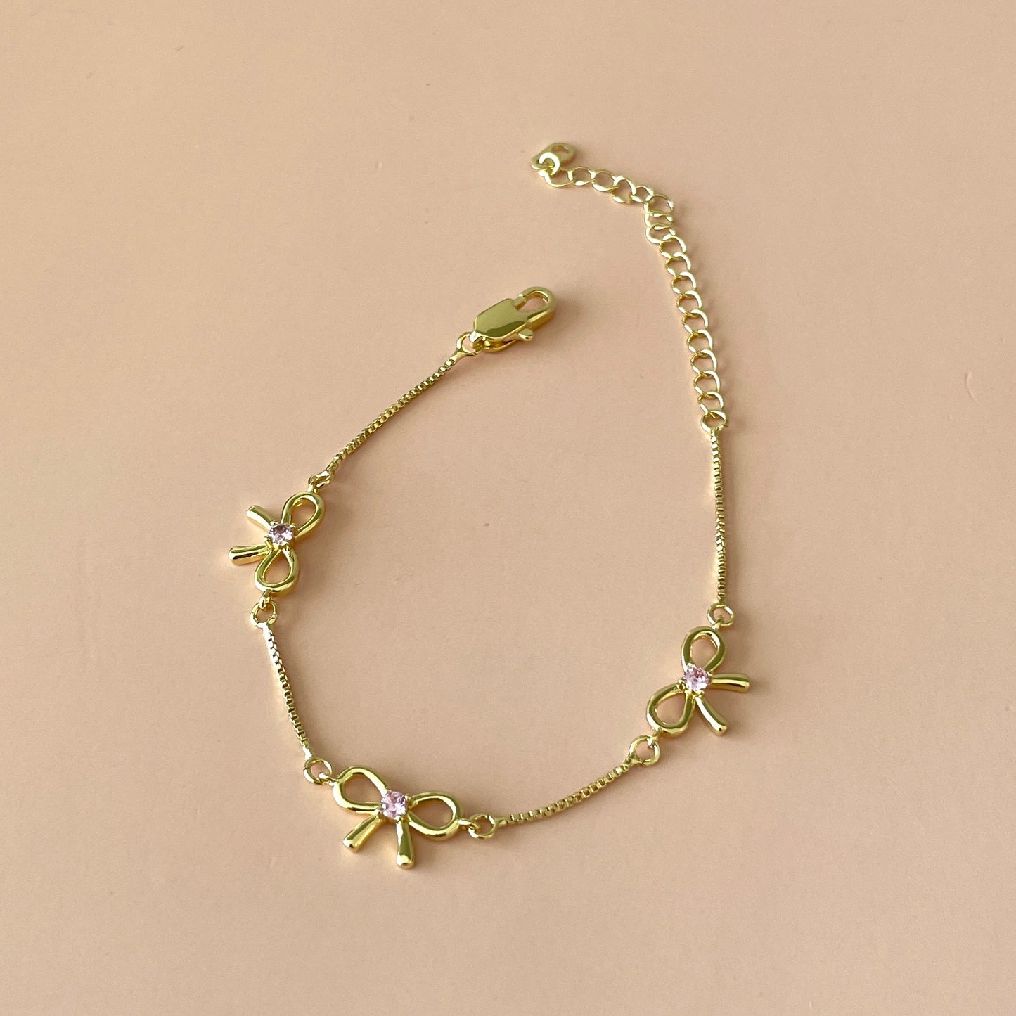 PULSERA DE MOÑO PIEDRA ROSA