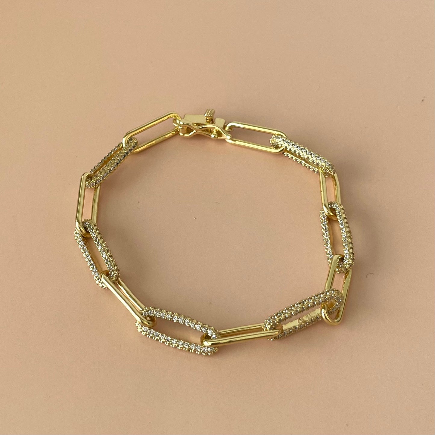 PULSERA DE ESLABONES LISO Y CLEAR