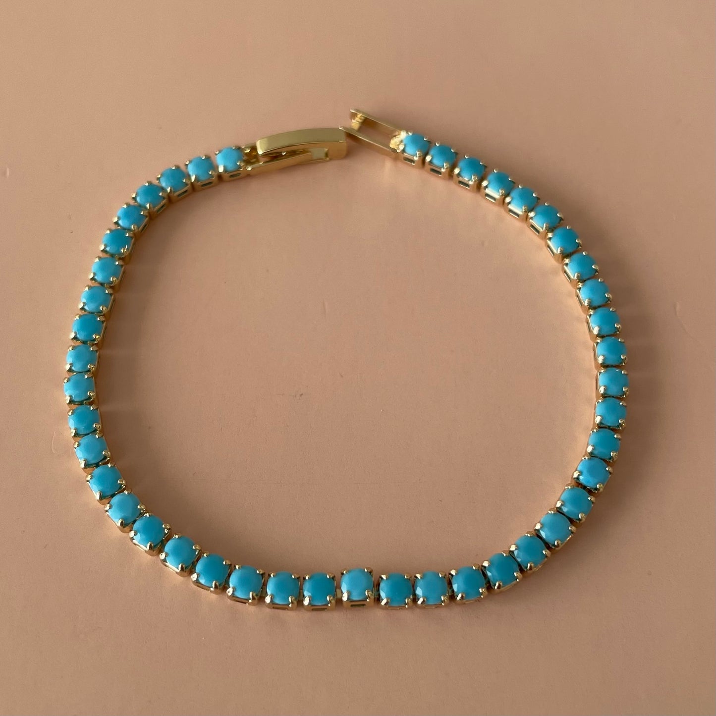 PULSERA TENNIS GOLD TURQUESA