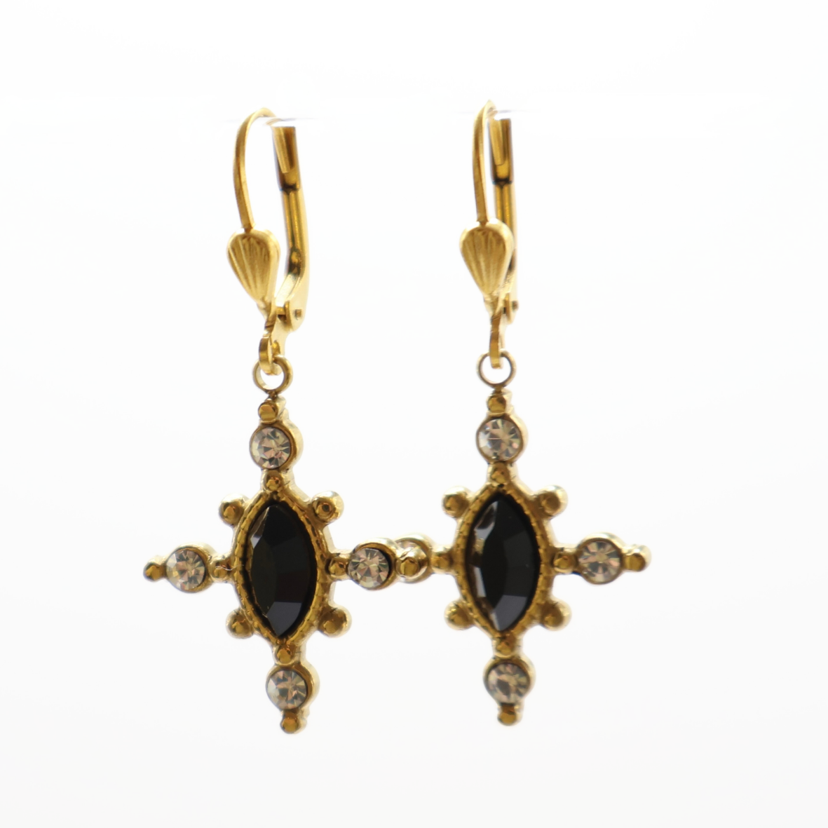 ARETE FLOWER CUATRO PUNTAS NEGRO