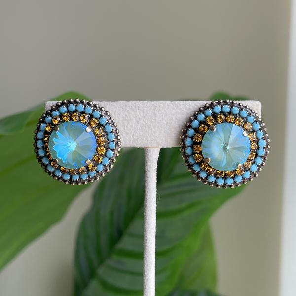 ARETES CLEOPATRA CRISTAL AZUL AMBAR