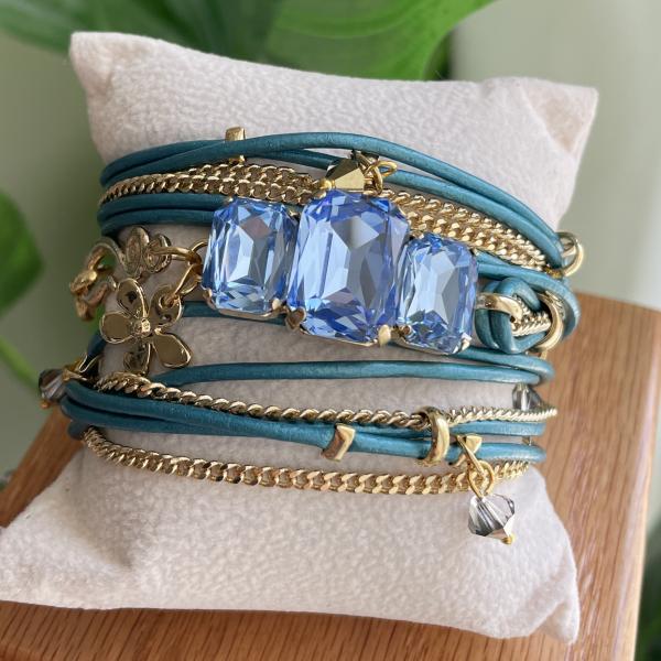 PULSERA ENRROLLABLE MELIS TRES CRISTALES AZUL