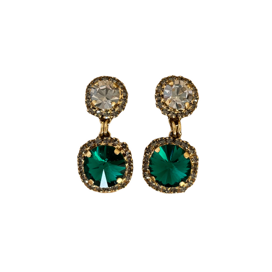 ARETES RIVOLI VERDE ESMERALDA Y GRIS GOLD
