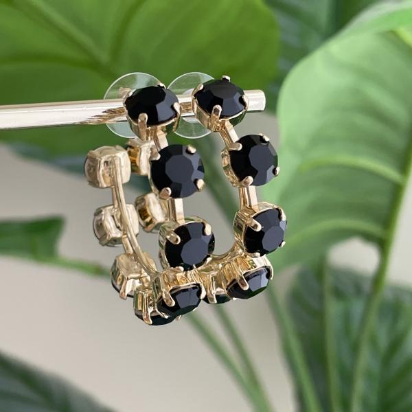 CRYSTAL HOOPS BLACK CRYSTAL