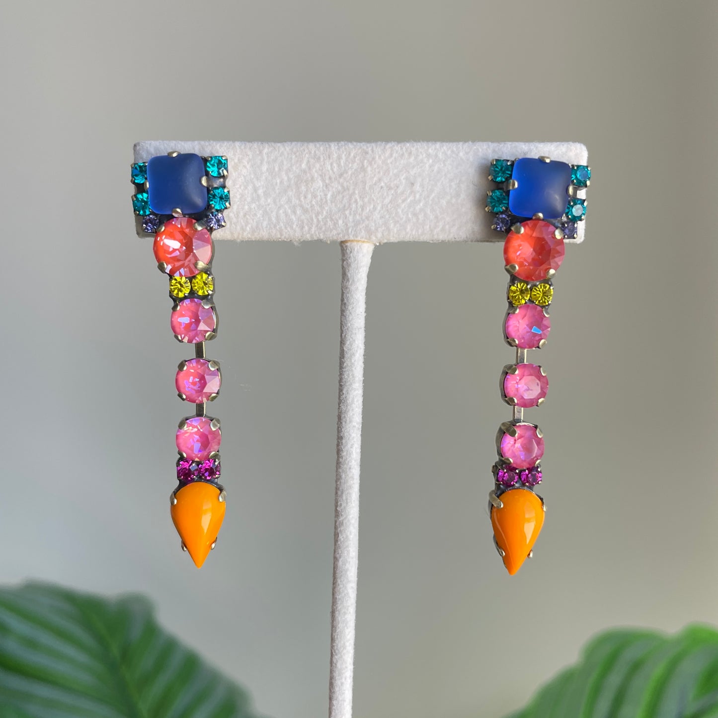 ARETES LIA AZUL REY Y NARANJA