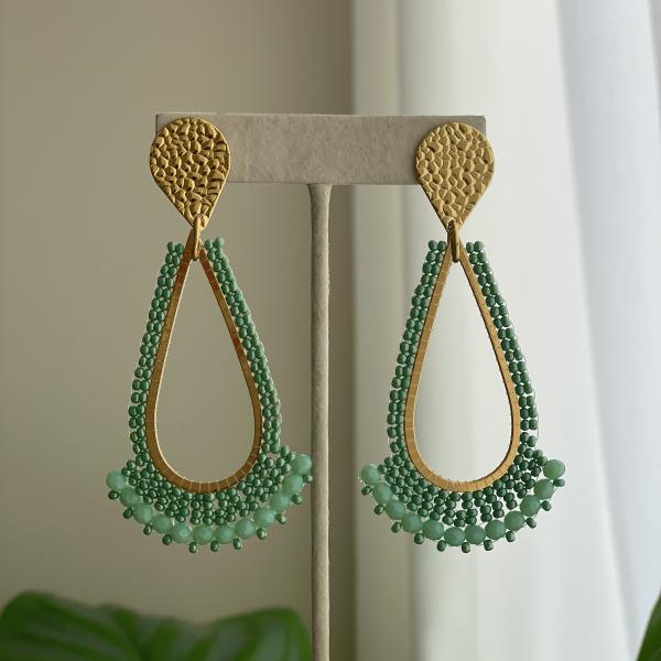 ARETES MANAOS XL GOTA CON CRISTAL -MENTA
