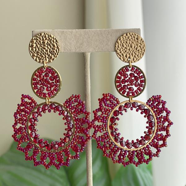 ARETES TANGO CON DISEÑO MARTILLADO DOBLE ARO - ROSA