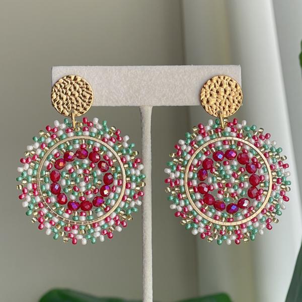 ARETES MINI ESPAGNOLA DE DISEÑO MARTILLADO CIRCULO MED- MIX FRESA