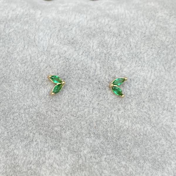 ARETES DOS HOJITAS VERDE ESMERALDA