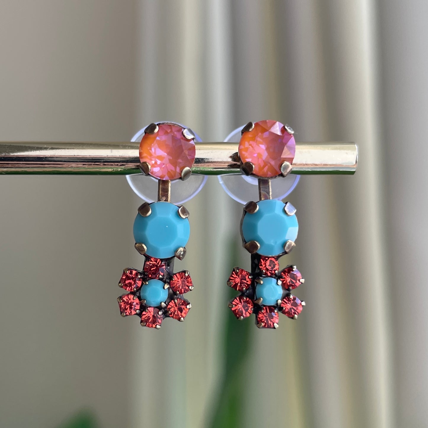 ARETES DALIA ROSA TURQUESA