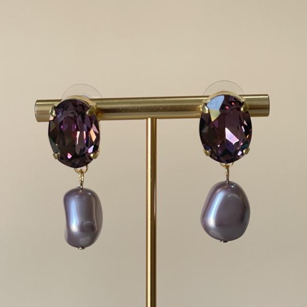 ARETES CATALINA CON PERLA - MORADO