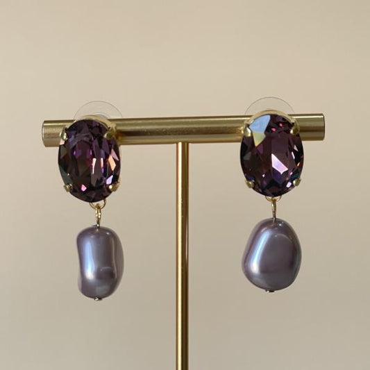 ARETES CATALINA CON PERLA - MORADO