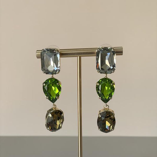 ARETES MADA -VERDE , CAFE Y GRIS