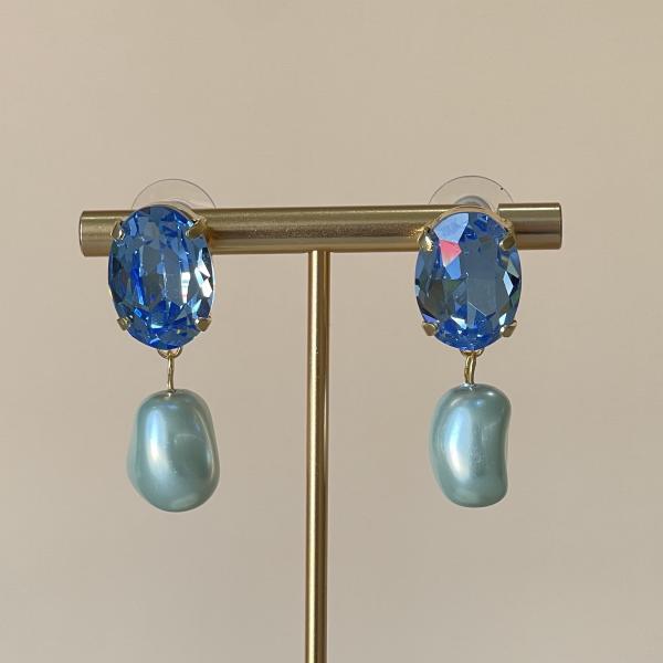 ARETES CATALINA CON PERLA- AZUL