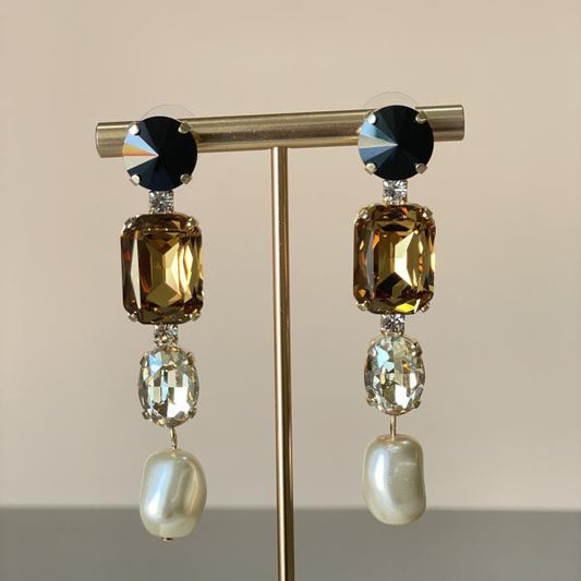 ARETES RAFAELA -NEGRO Y CAFE