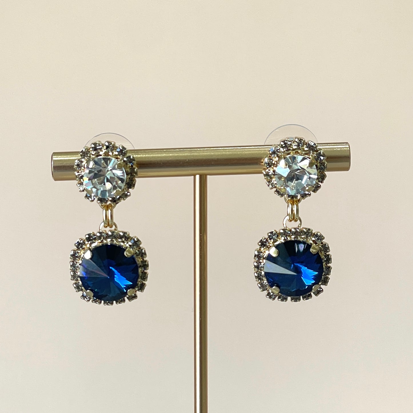 ARETES RIVOLI AZUL MARINO Y CLEAR -G