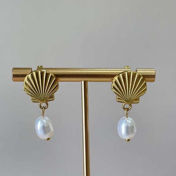 ARETES SHELL CON PERLA