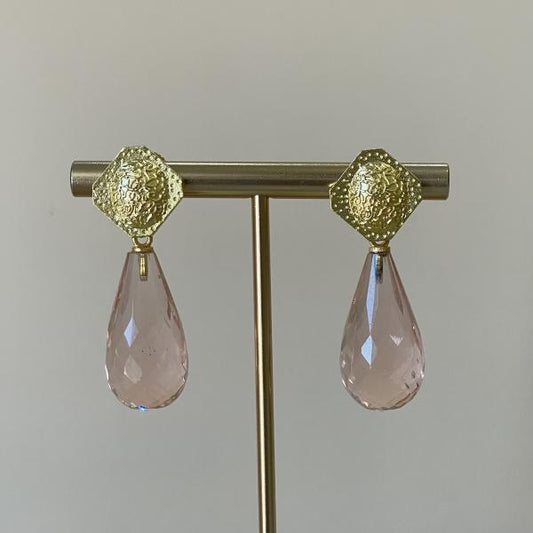 ARETES HEM ROSE QUARTZ