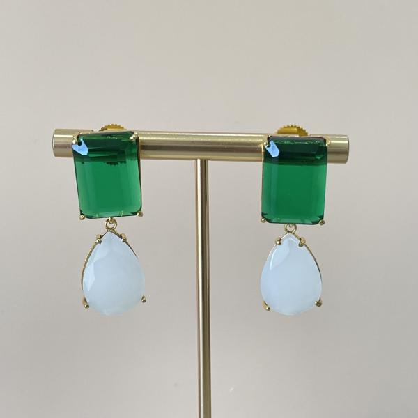 ARETES GEMSTONE MILKY CHALCEDONY & EMERALD