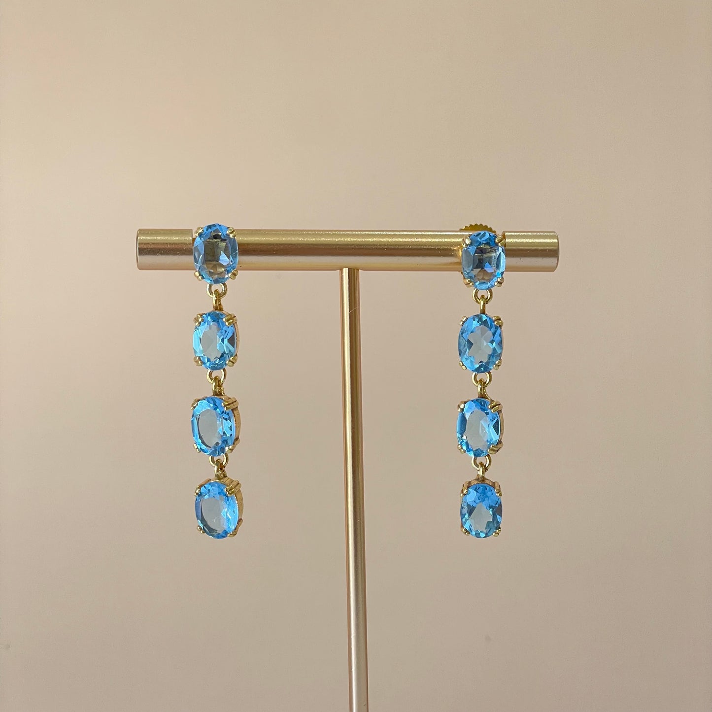 ARETES 4 GEMSTONES BLUE TOPAZ HYDRO