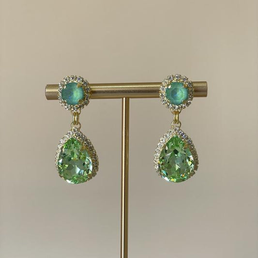 ARETES HEAVEN AZUL TORNASOL Y GREEN BABY -G